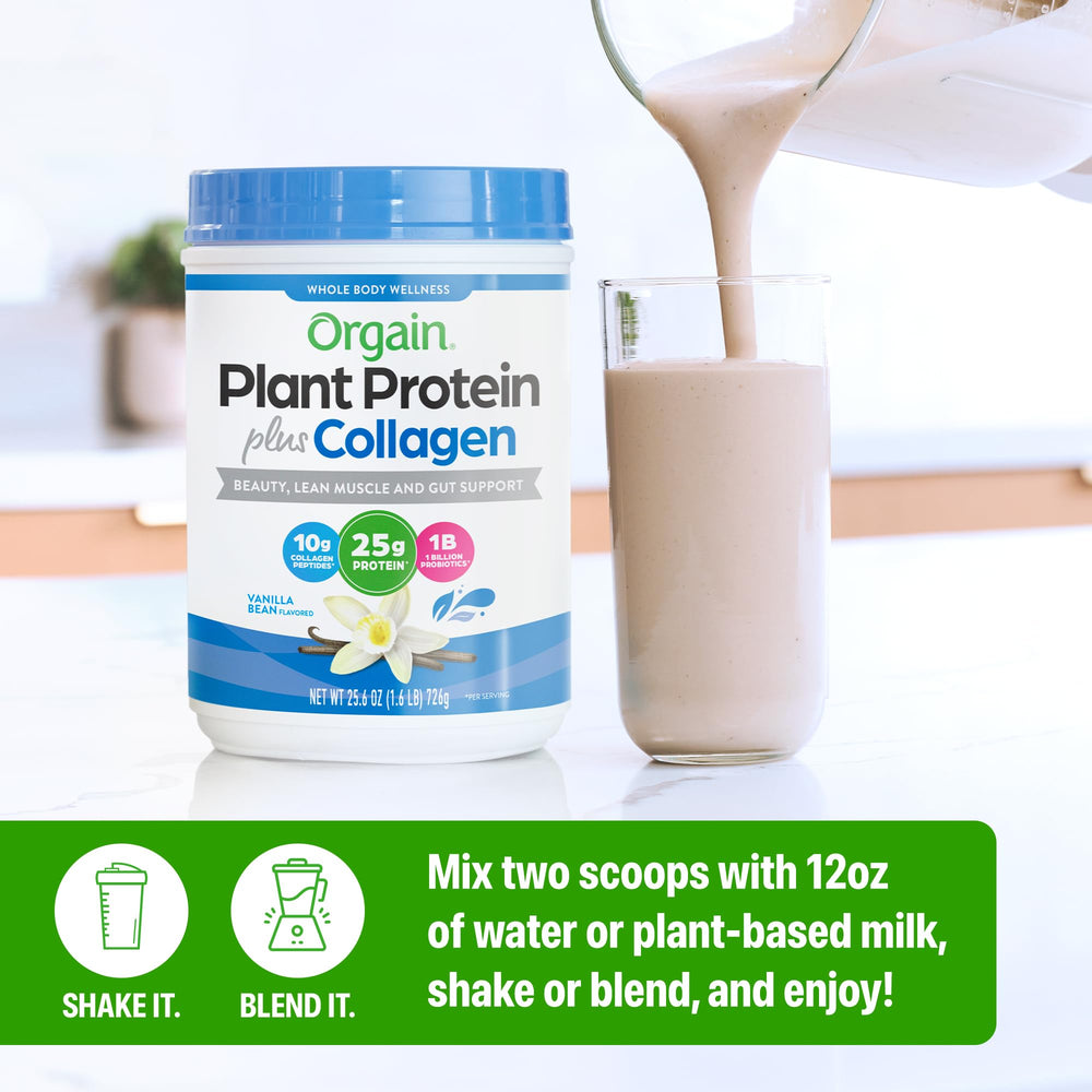 Orgain baking with vanilla collagen powder adds protein to oats and treats.