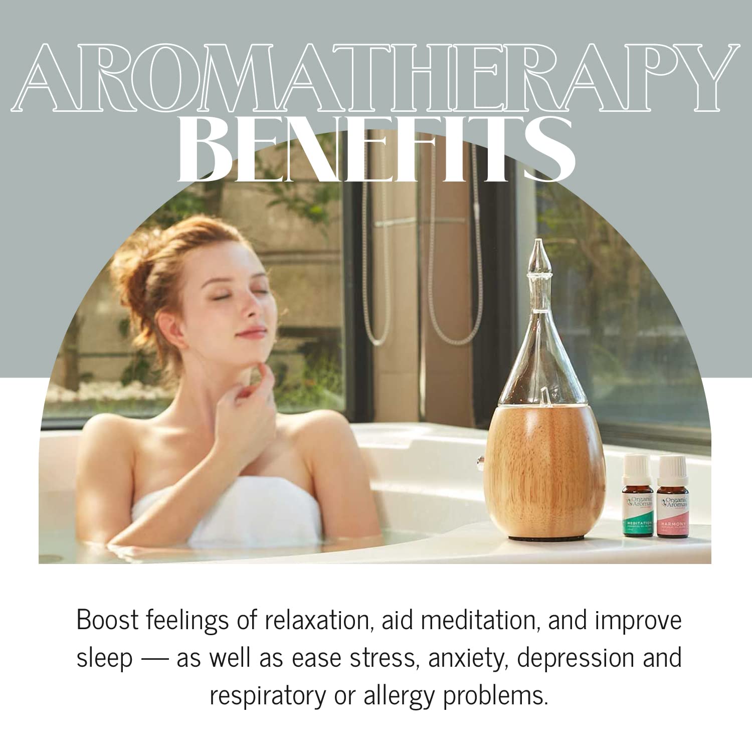 Organic Aromas Raindrop 2.0 in-use no-water nebulizing action.