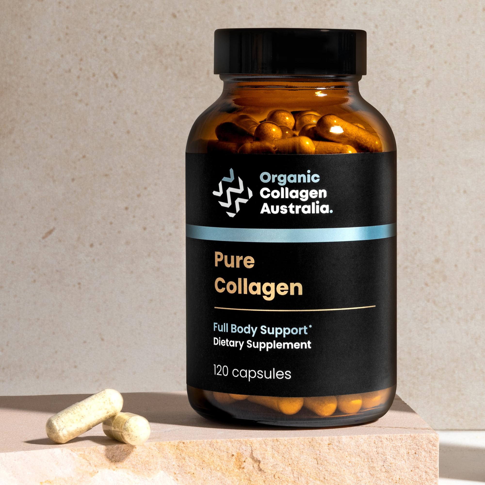 Organic Collagen Australia seal graphic signifies pure, additive-free formulation.