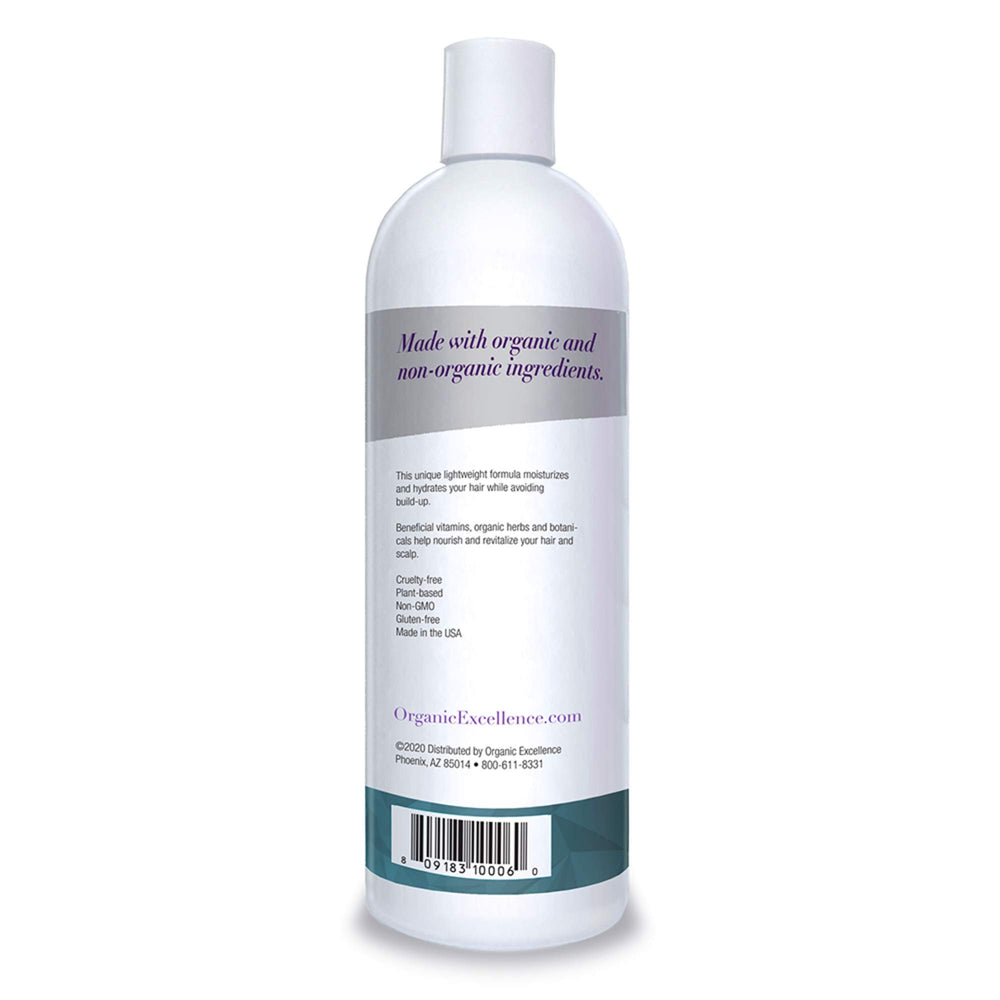 Organic Excellence Wild Mint Conditioner bottle on shelf signals family-safe care.