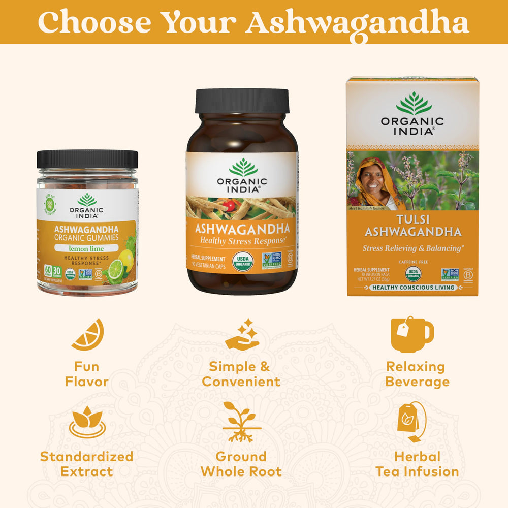 Organic India Ashwagandha Gummies real citrus flavor enhances flavor experience.