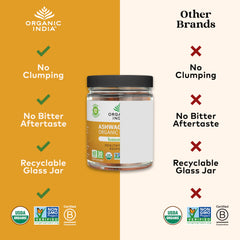 Organic India Ashwagandha Gummies vegan and non-GMO formulation for plant-based wellness.