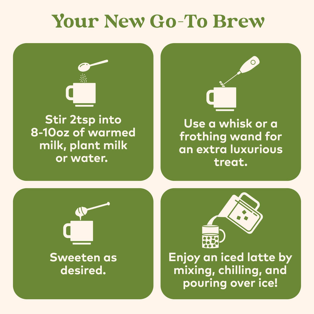 Organic India Chocolate Moringa Latte Powder steaming milk creating froth
