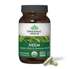 Organic India Neem Leaf Capsules bottle for daily wellness and easy usage.