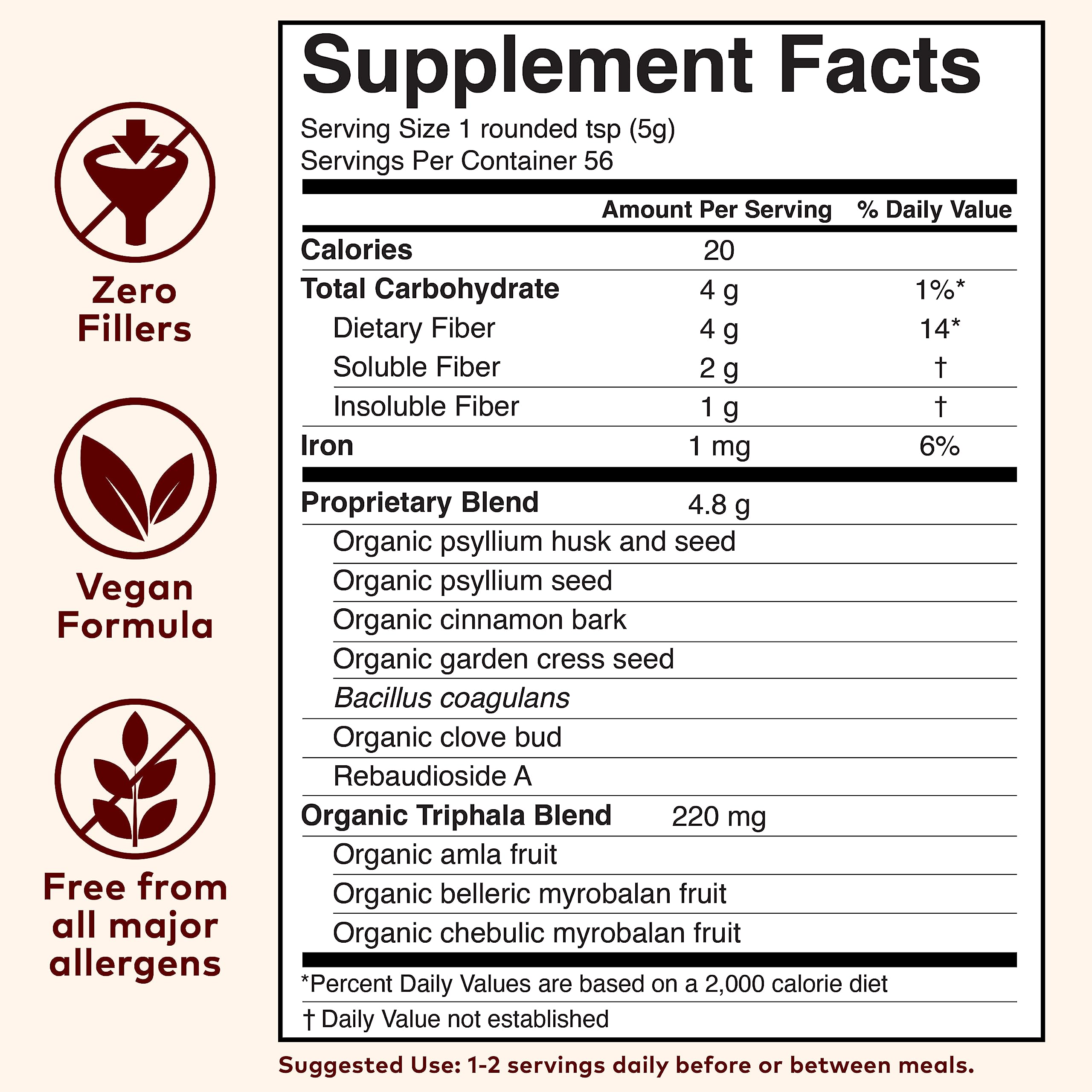 Organic India Psyllium Husk Powder cinnamon dust close-up for baking and smoothies.