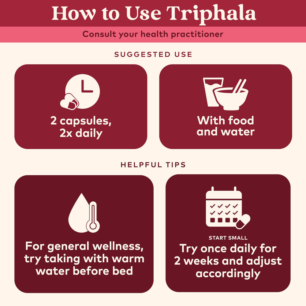 Triphala capsules with dosage scoop for easy daily use