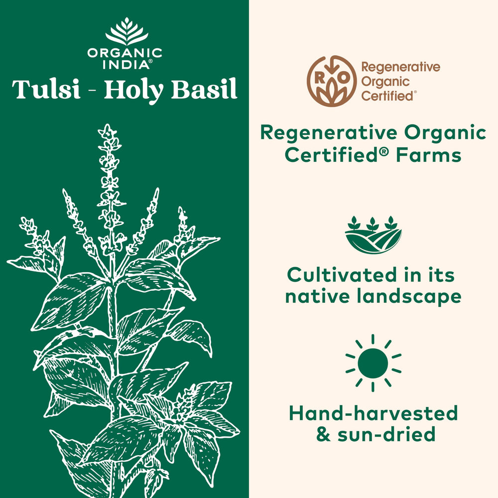 ORGANIC INDIA Tulsi label detail with USDA Organic seal