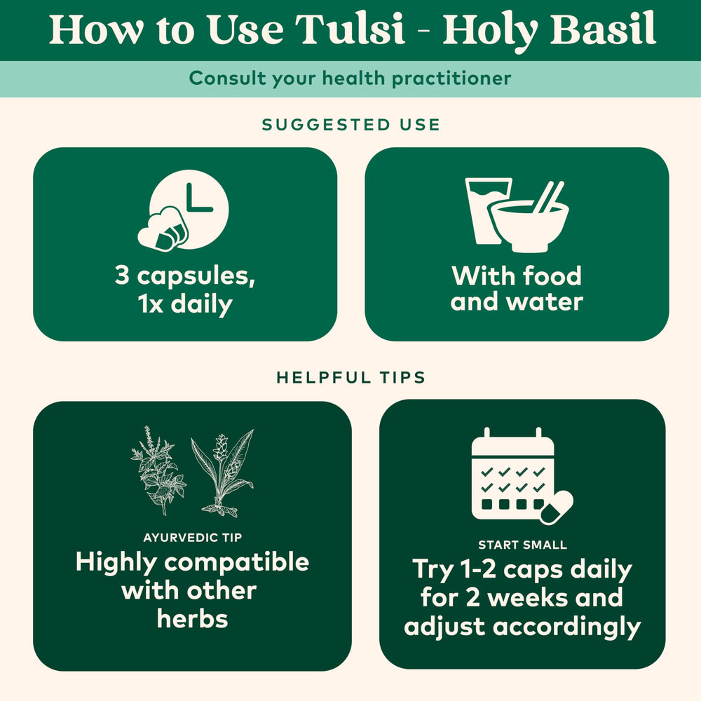 ORGANIC INDIA Tulsi badge for vegan, gluten-free, kosher credentials