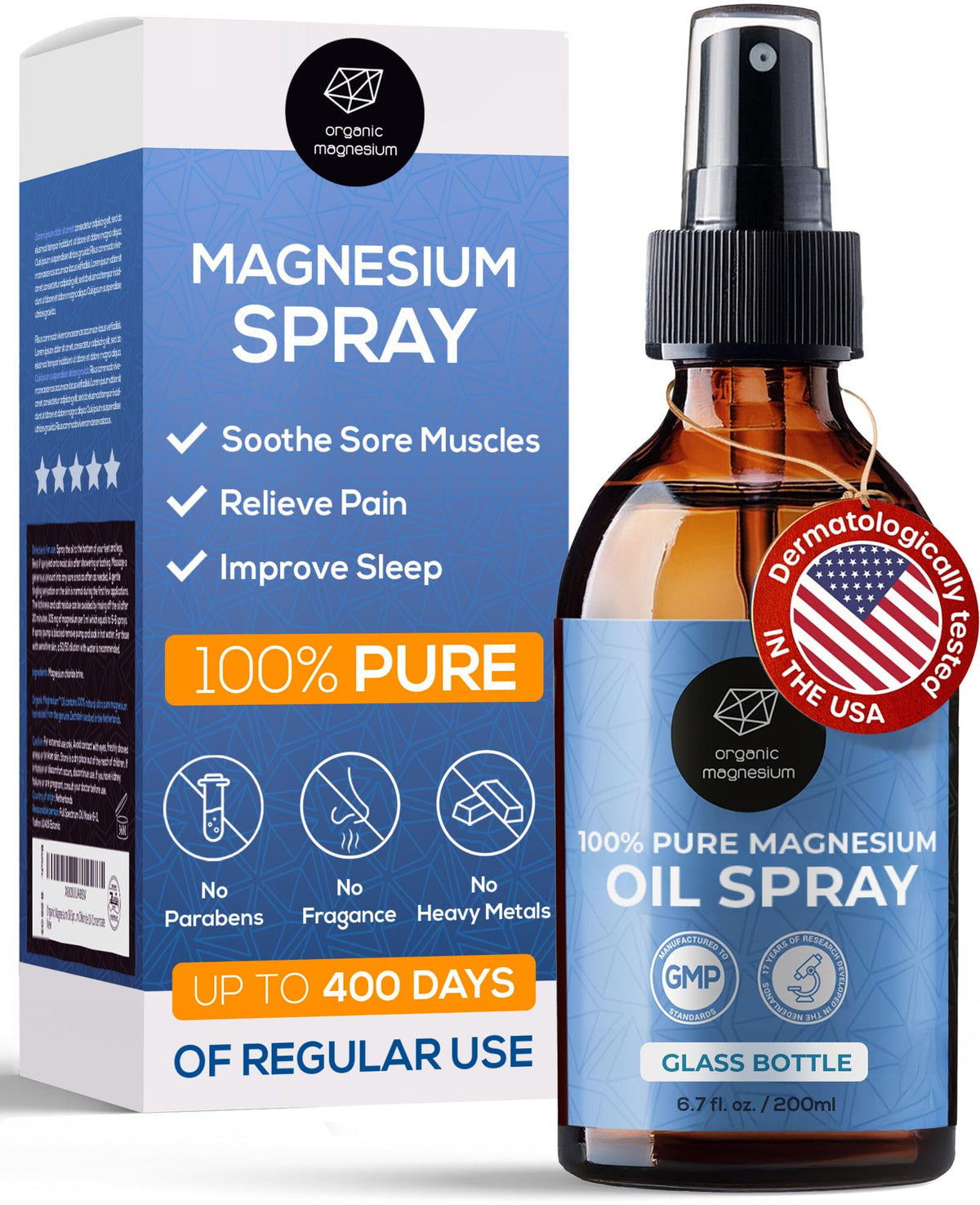 Organic Magnesium Oil Spray bottle on nightstand for bedtime relaxation