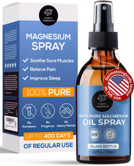 Organic Magnesium Oil Spray bottle on nightstand for bedtime relaxation