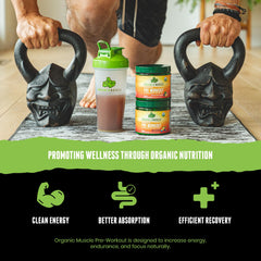 Organic Muscle ingredients showcase 20 organic superfoods supporting endurance and mental clarity.