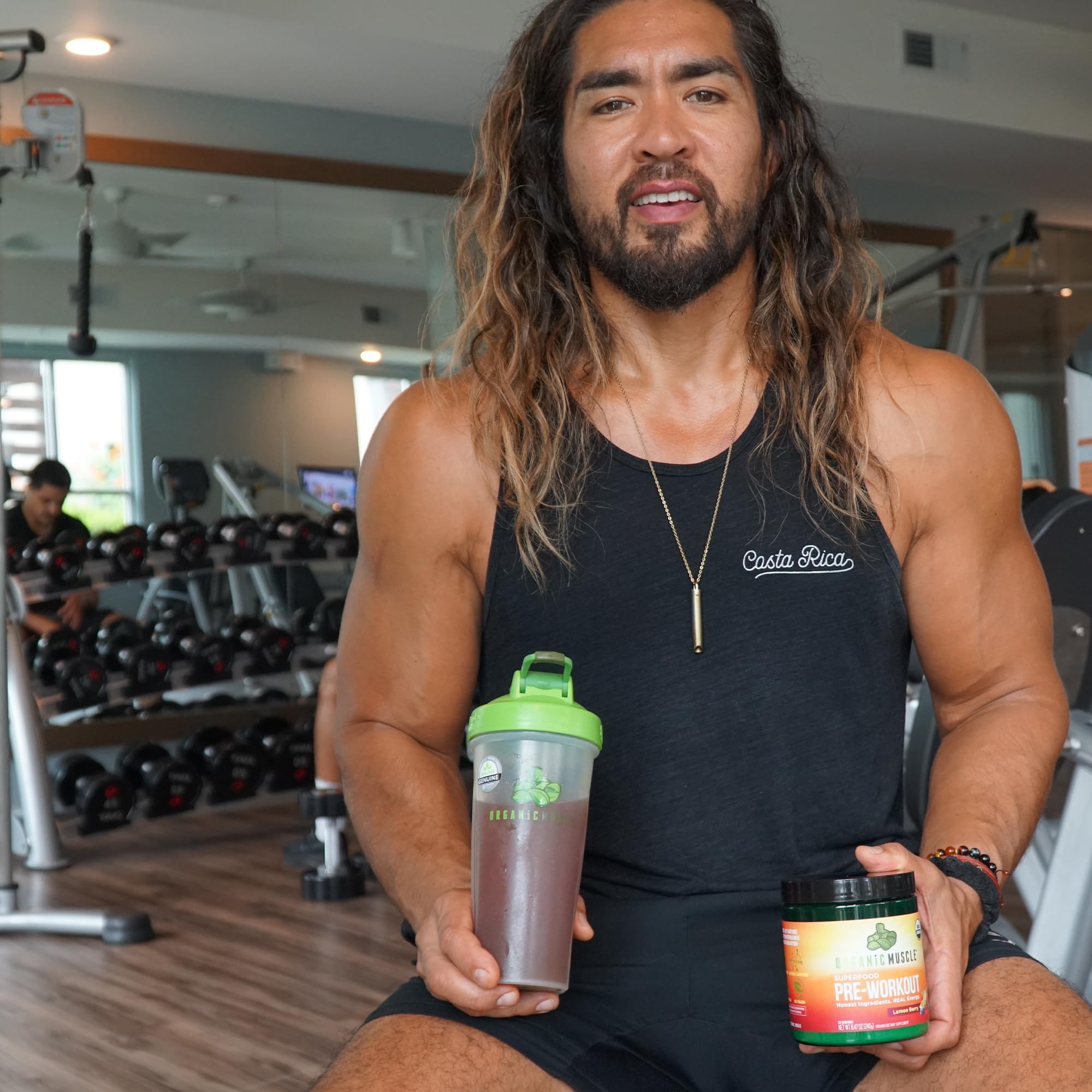 Organic Muscle morning workout setup with ready-made preworkout