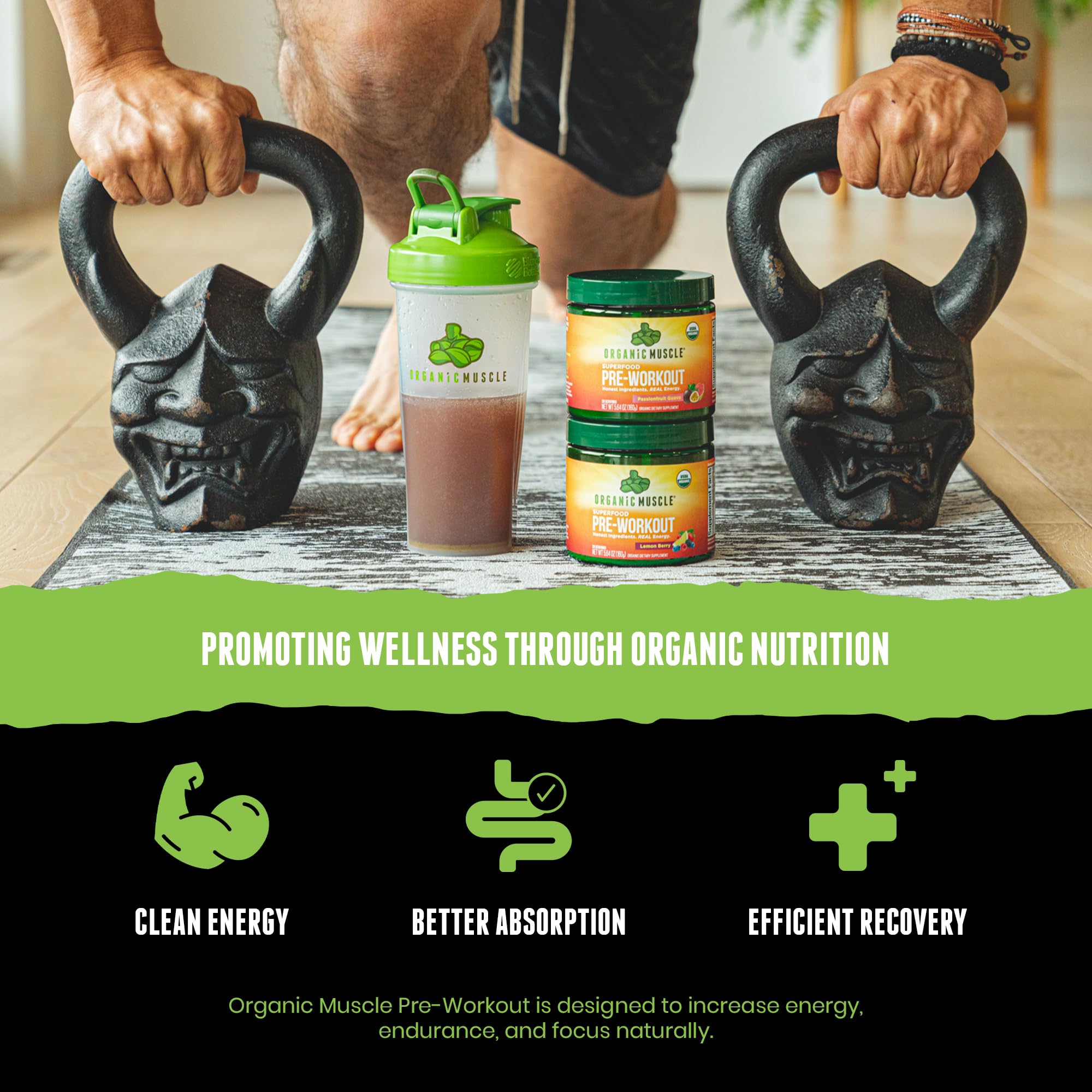 Organic Muscle packaging featuring USDA Organic seal