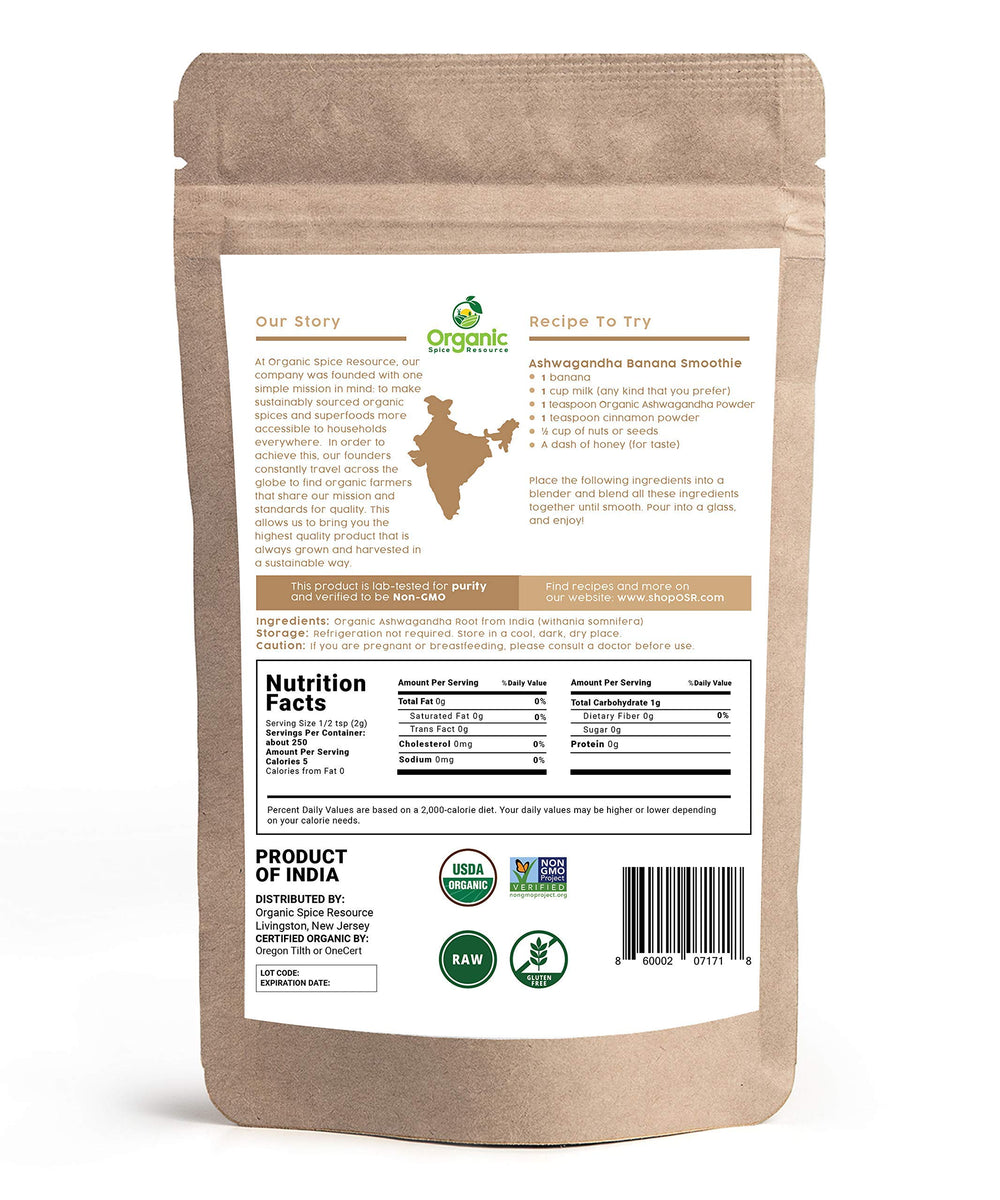 Measuring spoon with Organic Spice Resource Ashwagandha powder for easy daily dosing