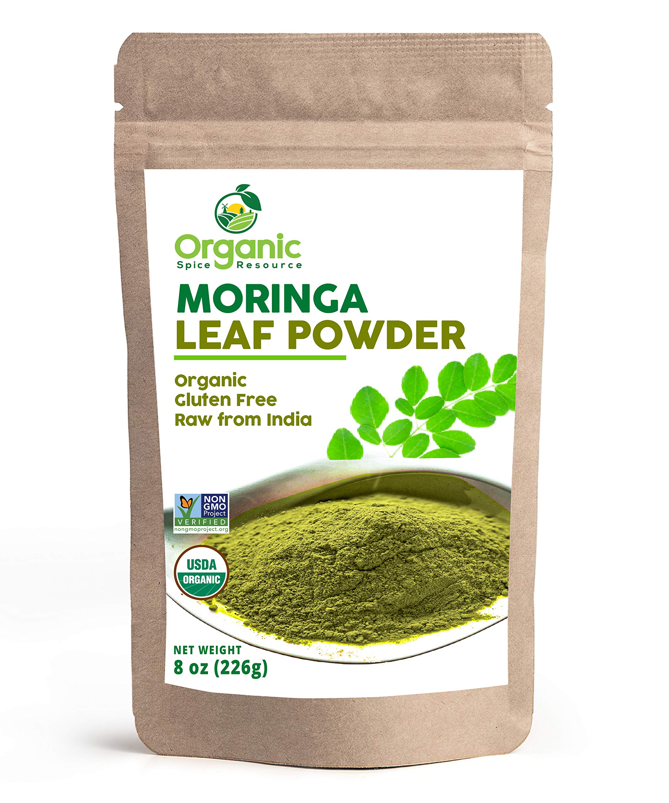 Organic Spice Resource Organic Moringa Powder bag ready for smoothies and bowls.