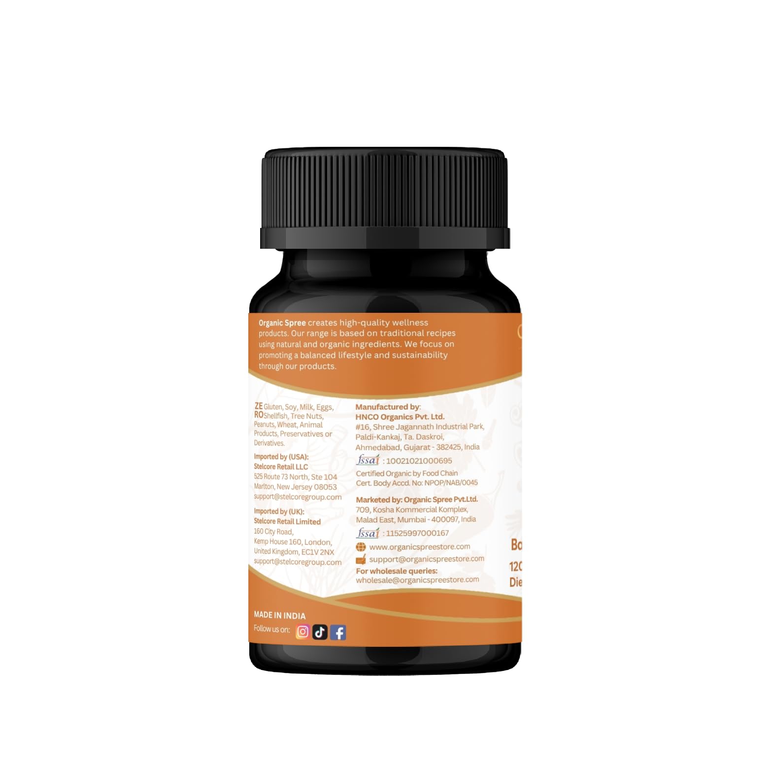 Organic Spree Brahmi ingredient list emphasizes pure formulation