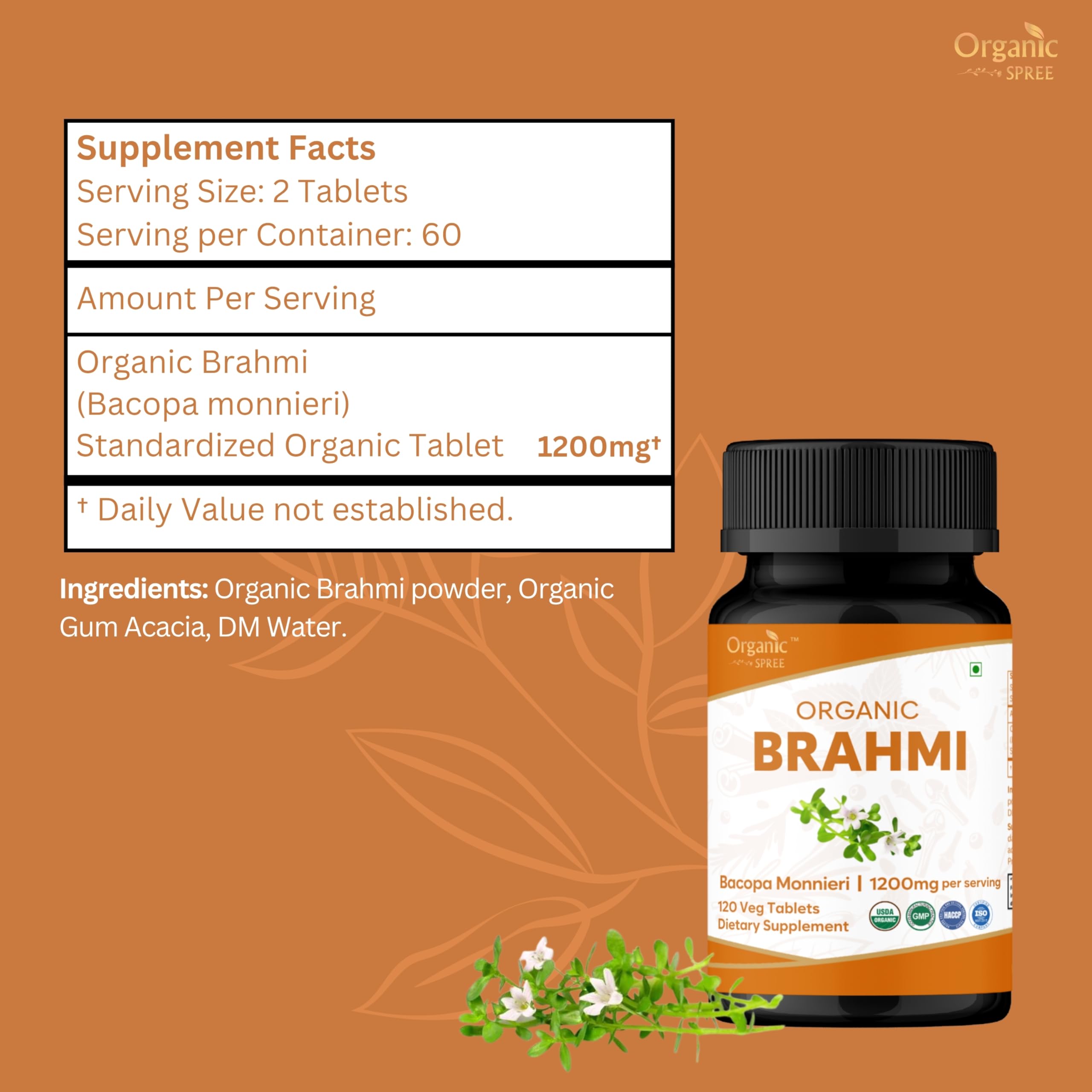 Organic Spree Brahmi front label showing USDA Organic certification