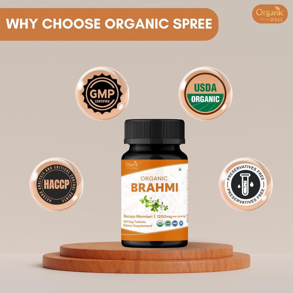 Organic Spree Brahmi on a study desk ready for focus sessions