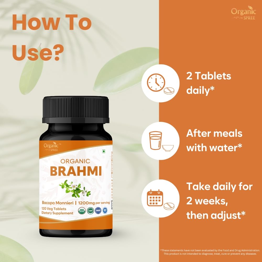 Organic Spree Brahmi tablets foil-strip packaging for daily use