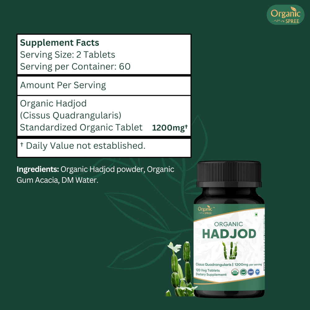 Organic Spree Hadjod tablets in hand illustrating portable, on-the-go wellness.