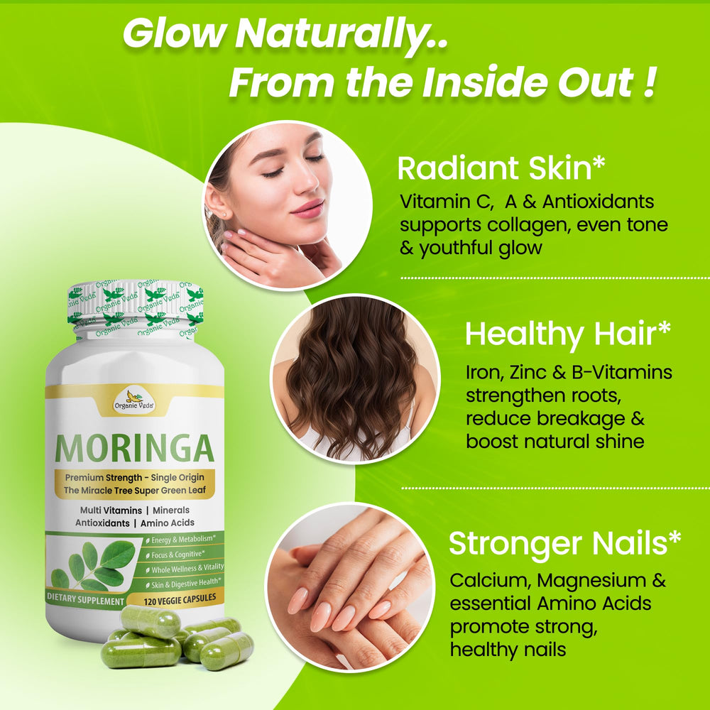 Organic Veda Moringa capsule daily use in a simple routine.