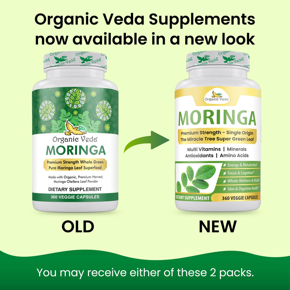 Organic Veda Moringa leaves dense green image highlights natural plant nutrients.