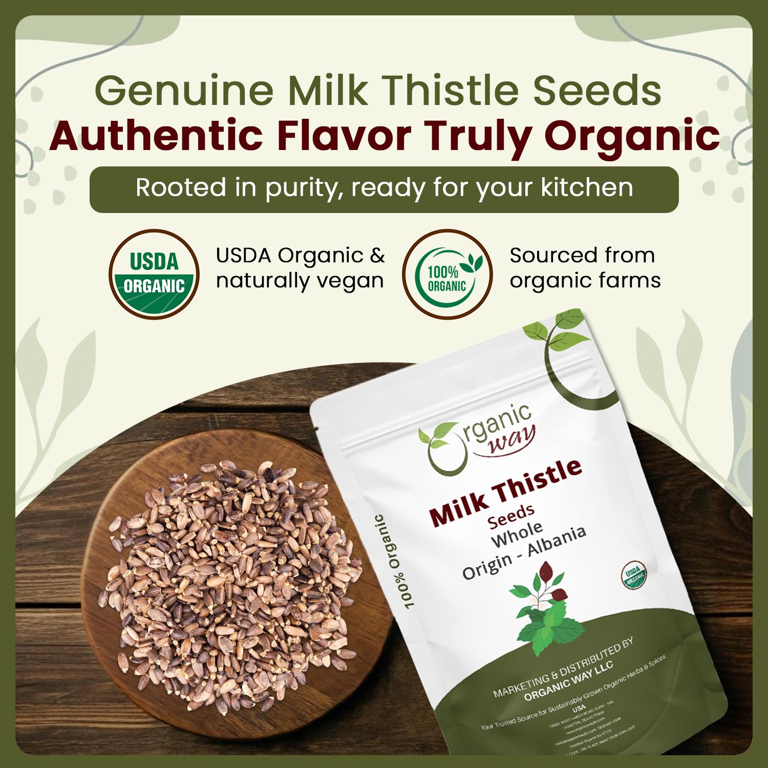 Organic Way Milk Thistle Seeds aroma highlights nutty scent for tea blends.
