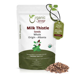 Organic Way Milk Thistle Seeds in resealable packaging for long-lasting freshness.