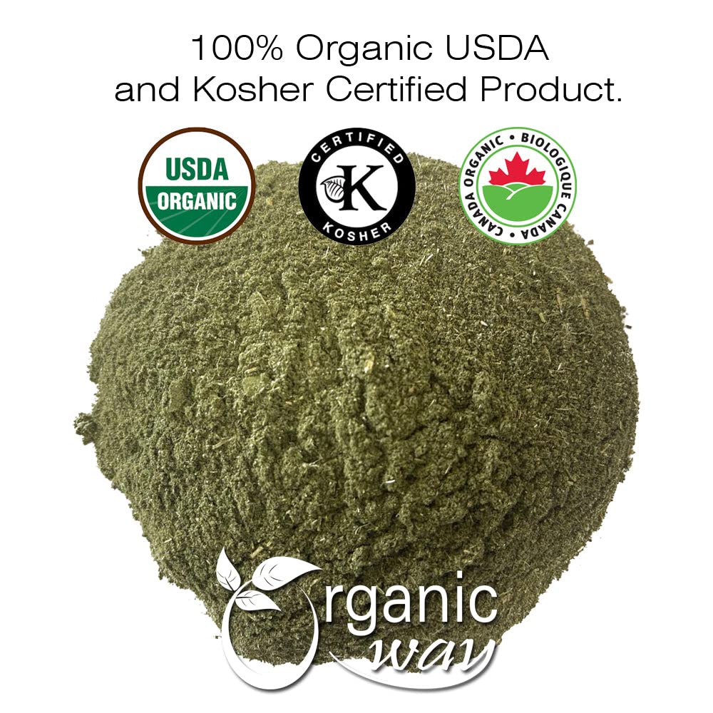 Organic Way Nettle Leaf Powder scoop for quick kitchen boosts.