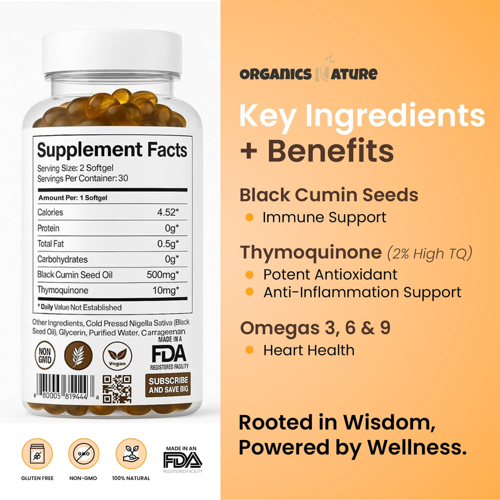 Organics Nature label details thymoquinone-rich nigella sativa extract