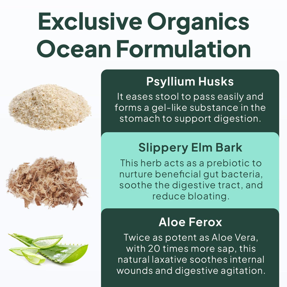 Organics Ocean Better Fiber aloe ferox component note on packaging signals digestive calm potential.