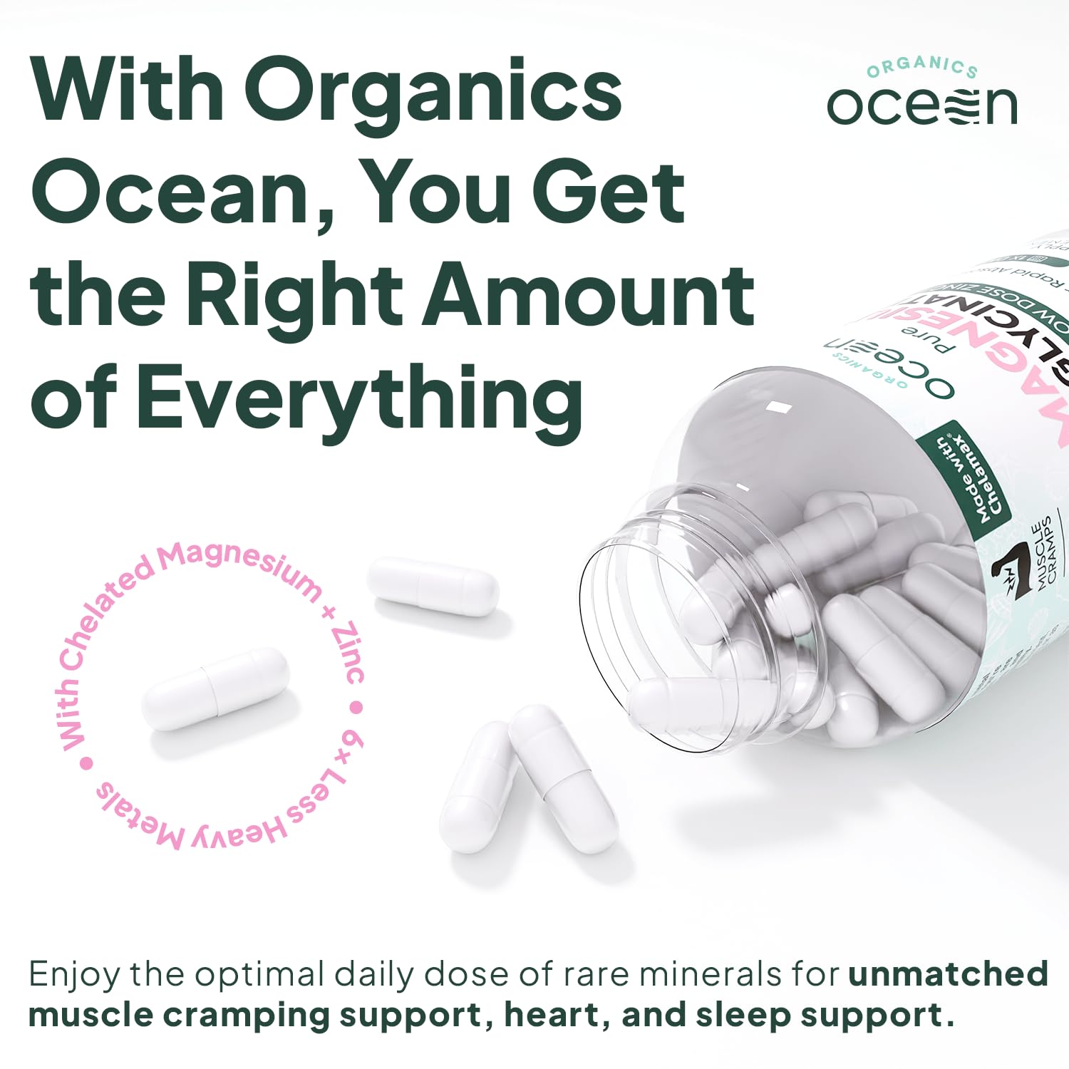 Dead Sea origin label on Organics Ocean supplement highlighting mineral-rich source