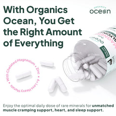Dead Sea origin label on Organics Ocean supplement highlighting mineral-rich source
