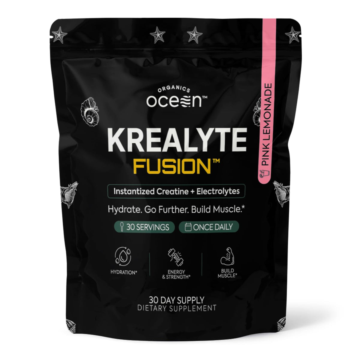 Organics Ocean Krealyte Fusion tub front view guiding quick hydration during workouts