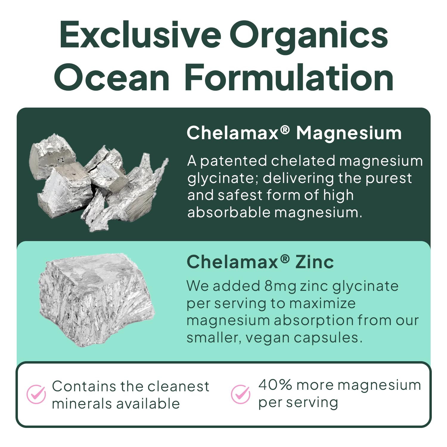 Organics Ocean three-bottles-pack display for ongoing mineral support