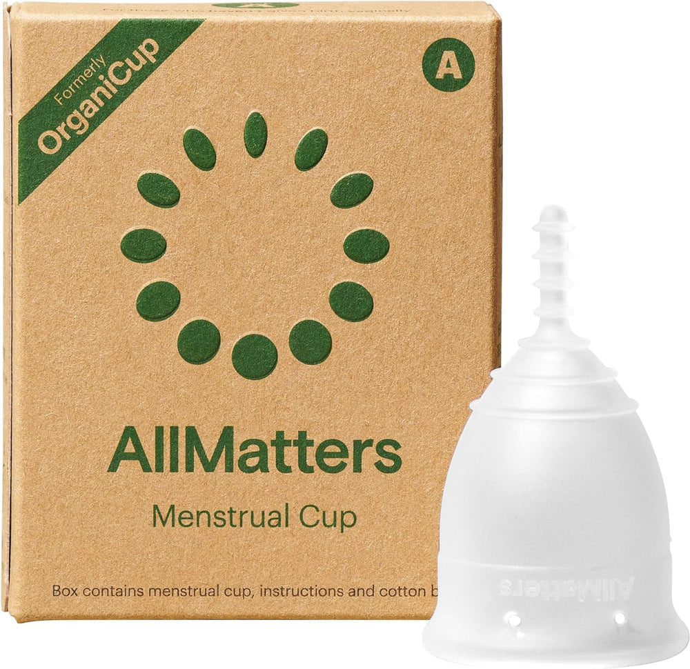 OrganiCup Size A soft silicone close-up highlighting skin-friendly material and comfort.