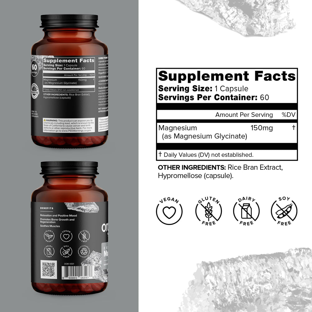 Close-up of Organifi magnesium capsules highlighting easy-to-digest formula.