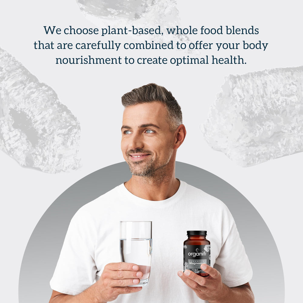 Packaging display featuring Organifi magnesium in a bright, clean retail scene.