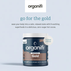 Organifi Gold Chocolate ingredients bundle featuring cocoa and reishi for balance