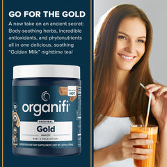 Organifi Gold ingredients showing turmeric and ginger for calm.