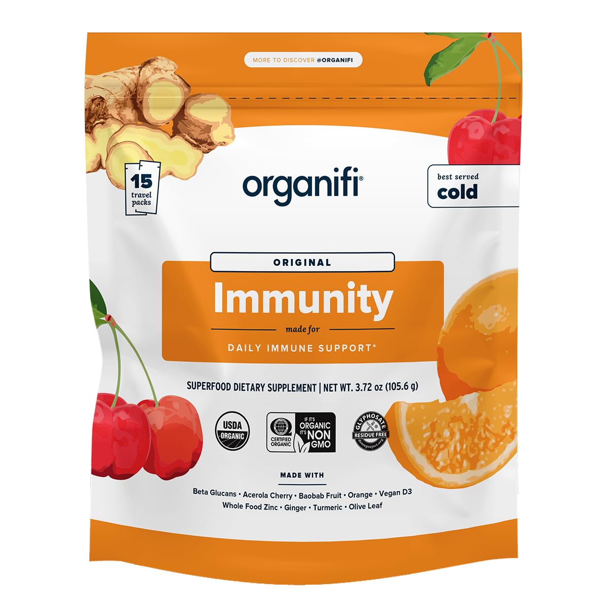 Organifi Immunity bottle pour for quick daily immune support