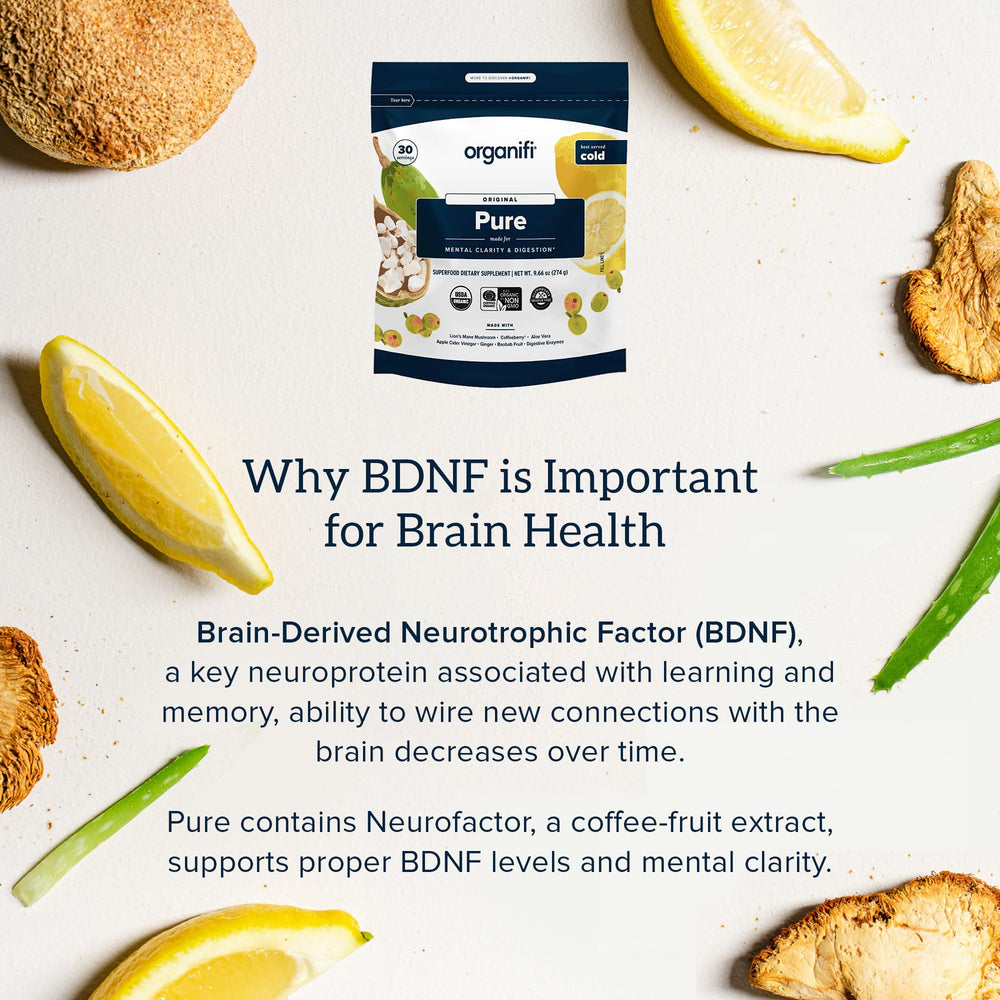 Organifi Pure digestive blend features ginger and prebiotics for gut-friendly support.