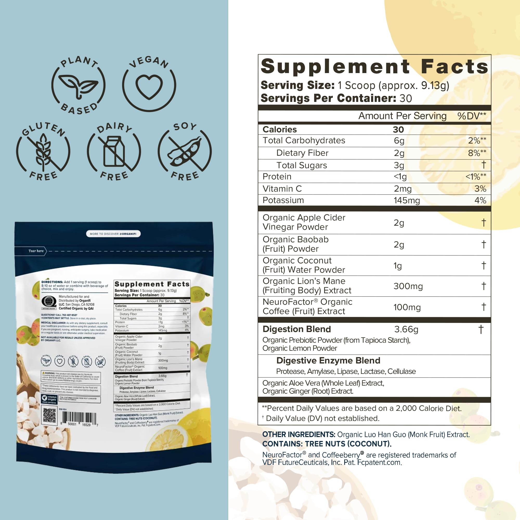 Organifi Pure serving scoop ready to mix for daily cognitive support.