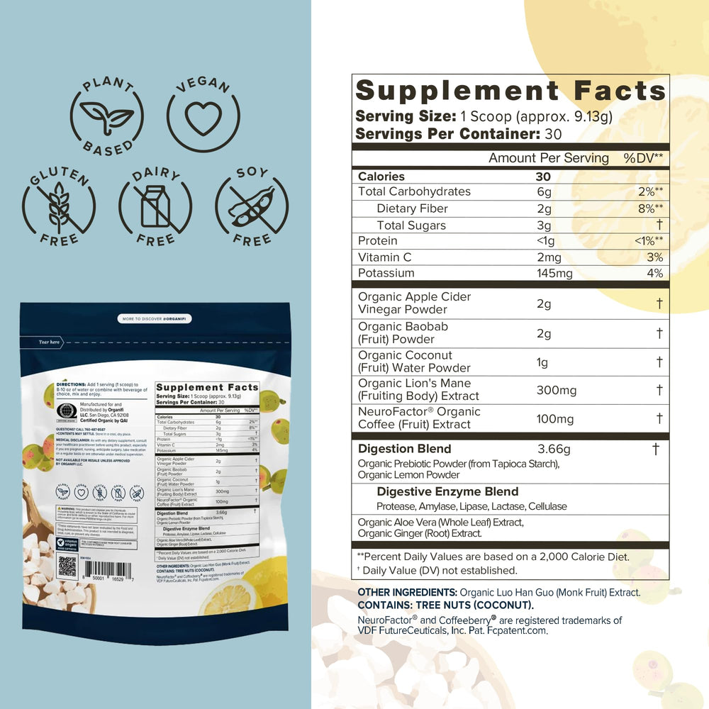 Organifi Pure serving scoop ready to mix for daily cognitive support.