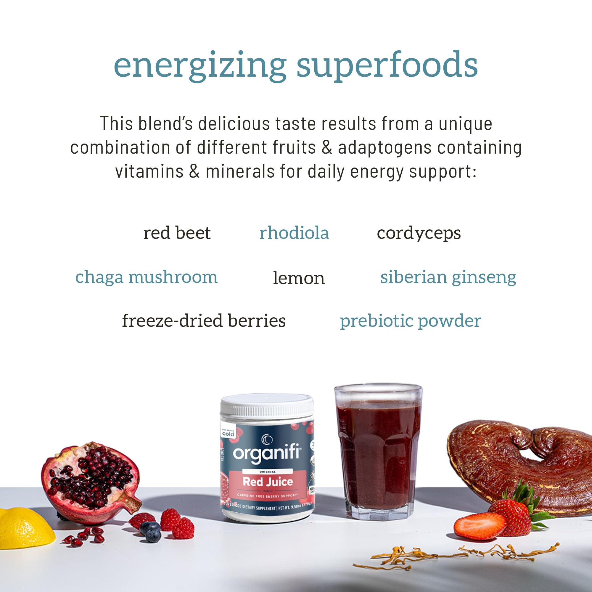 Organifi Red Juice blends well in smoothies for a sweet adaptogenic drink.
