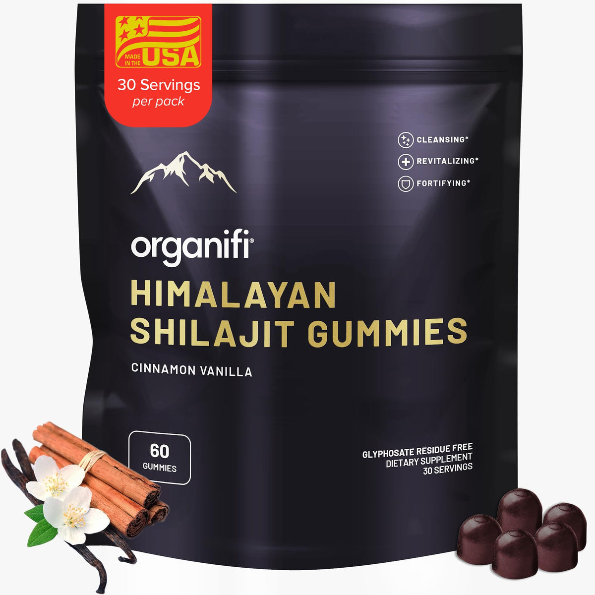 Organifi Shilajit Gummies bottle front signaling easy daily energy support