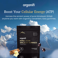 Open bottle of Organifi Shilajit Gummies shows ready-to-dispense serving
