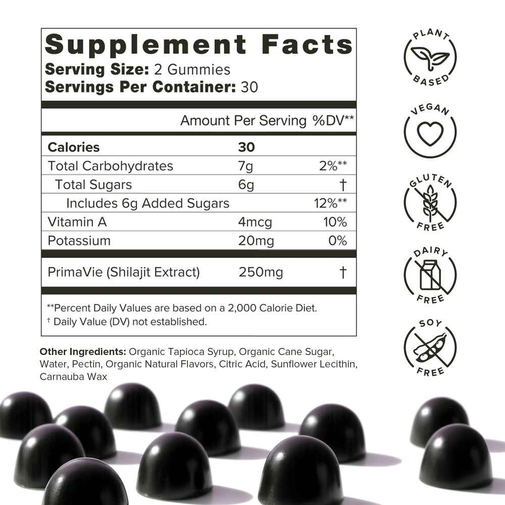 Close-up of Organifi Shilajit Gummies texture highlights premium quality