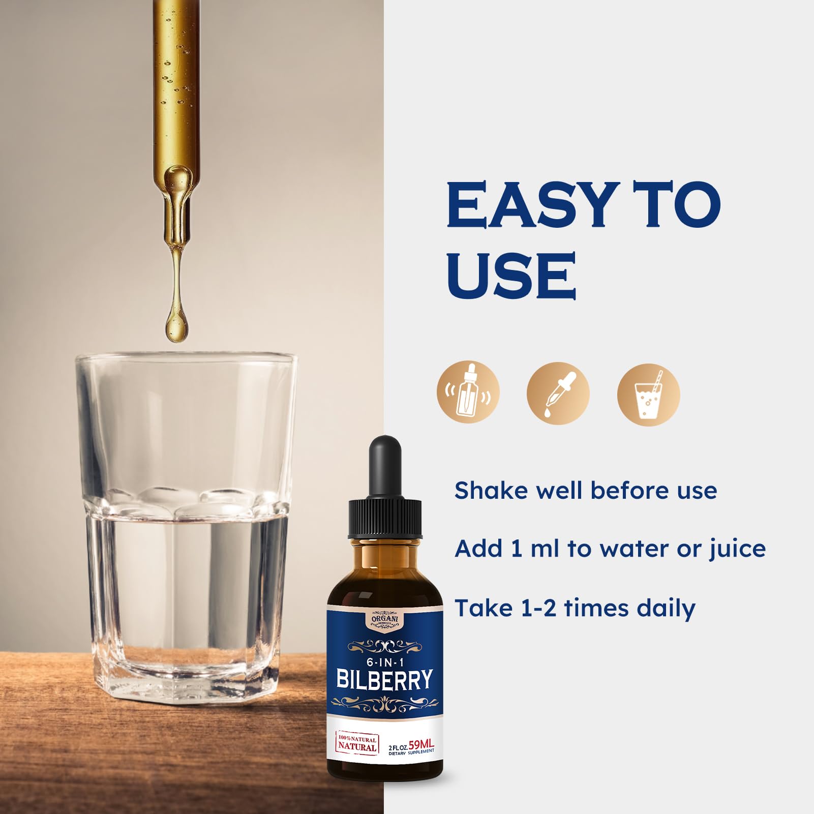 ORGANIHERBENCE Bilberry Drops contains lutein, zeaxanthin, eyebright ingredients