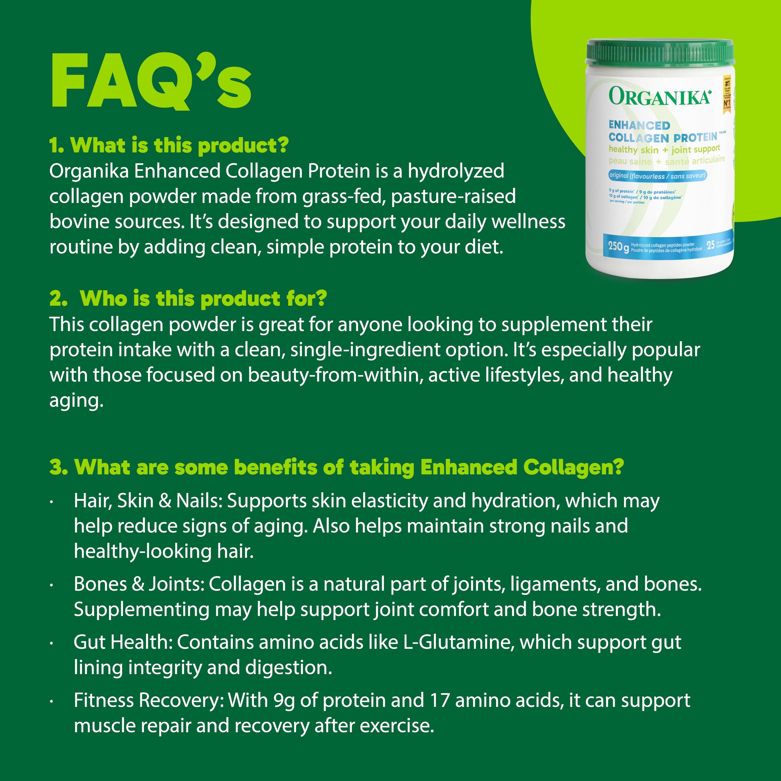 Organika Collagen Enhanced daily routine scene with a glass of liquid.